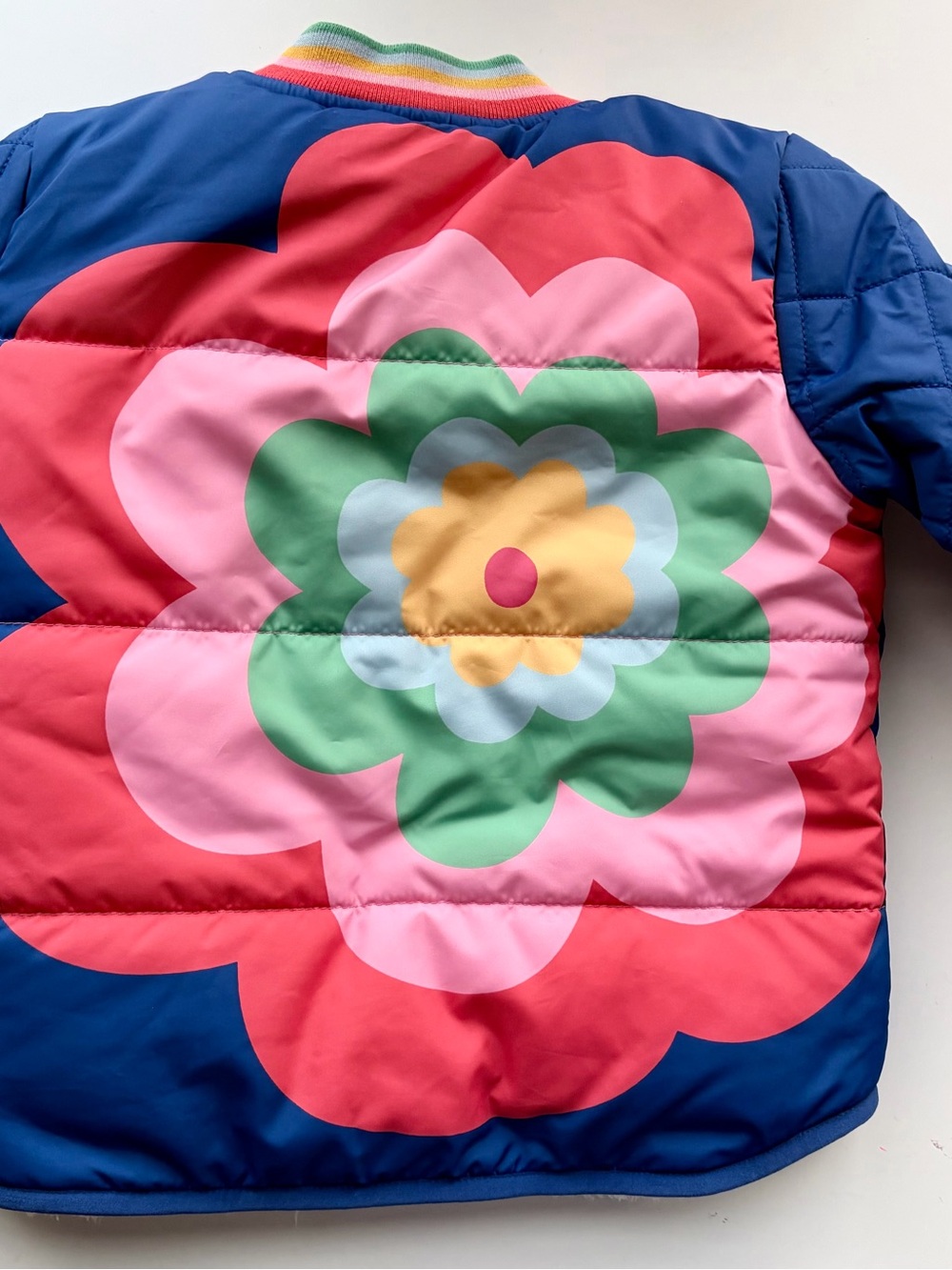 Mini Boden NWT 3-4Y Blue Pink Green Floral Puffer Jacket